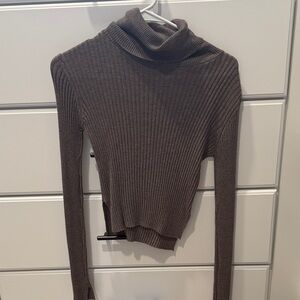 Vici Chocolate Ribbed Turtleneck Sweater